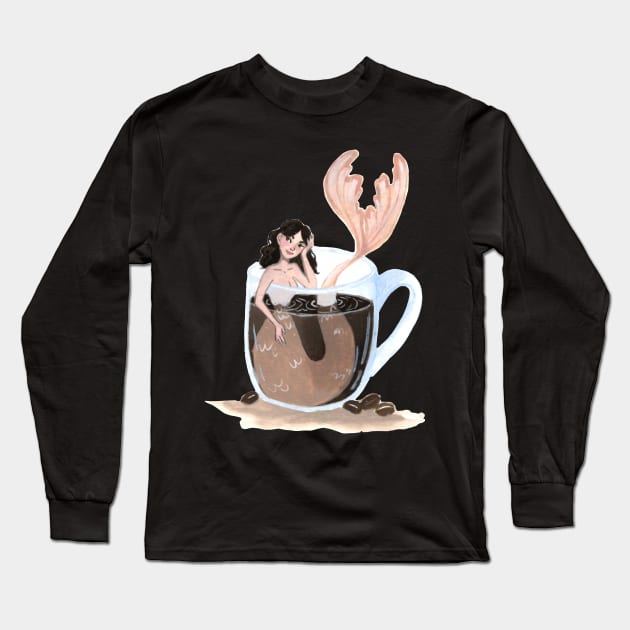 Coffee Mermaid Long Sleeve T-Shirt by Ka.Arts